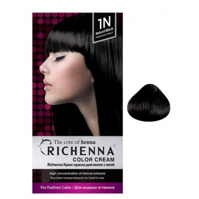 №1N Крем-краска с хной для волос (Natural Black)